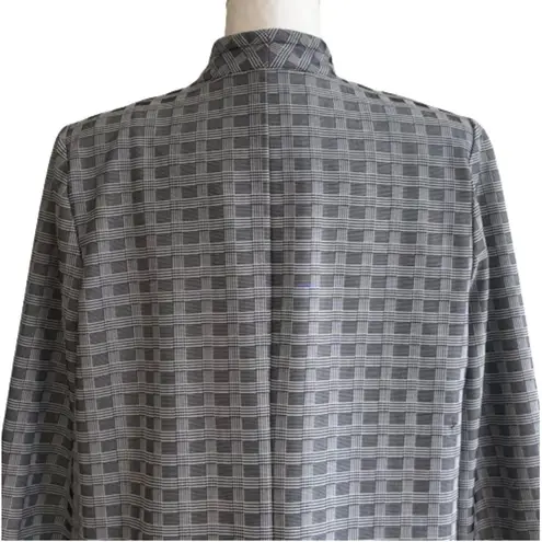 Carole Wren Black White Open Front 3/4 Sleeve Long Blazer Coat Size Large