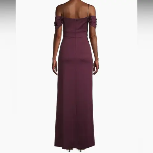 Sachin + Babi Brittany Stretch Crepe Cold-Shoulder Gown Deep Wine Women’s Sz 10