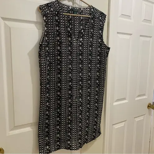 Roots Canada Black and White Woven Gauze Dress Size Small (oversized)