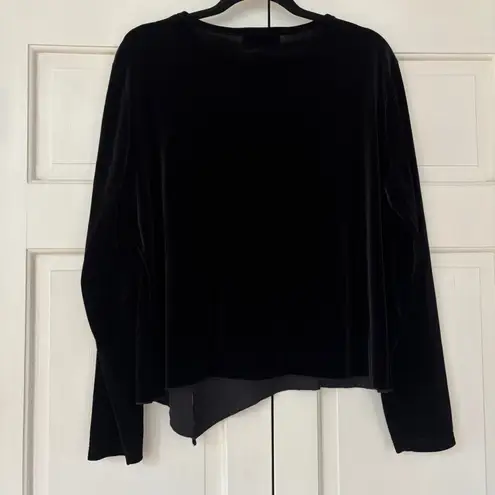 Soft Surroundings VTG Black Velvet Blouse Asymmetrical Hem Rosette Plus Size 1X