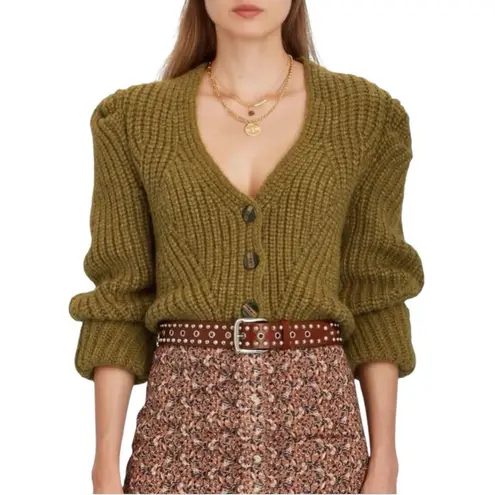 Ulla Johnson - Greta Alpaca Wool Knit Cardigan Olive Tapenade Sz M