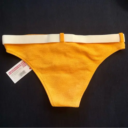 Solid & Striped NWT Rachel Bikini Bottom Belted White Contrast Mod Marigold Gold