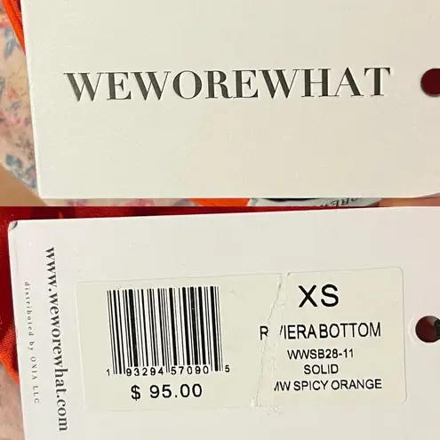 We Wore What Riviera Bikini Bottom Spicy Orange High Waist Self Tie Swim XS NWT