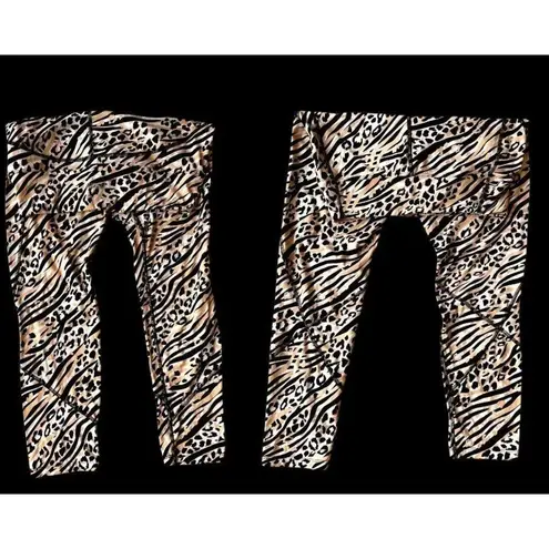 Victorias Secret Pink Sport Leggings Large Logo Leopard Print Cheetah Print Yoga Tan Size undefined