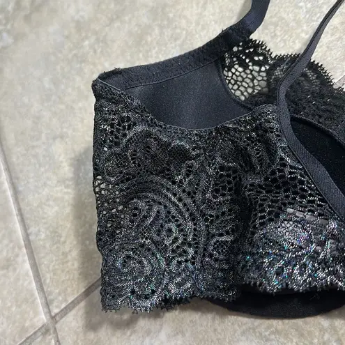 Victoria's Secret Victoria’s‎ Secret Very Sexy Black Lace Beaded Metallic Bra