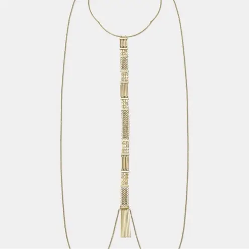 Stella & Dot Maui Gold Toned Mesh Chain Versatile Modern Statement Necklace