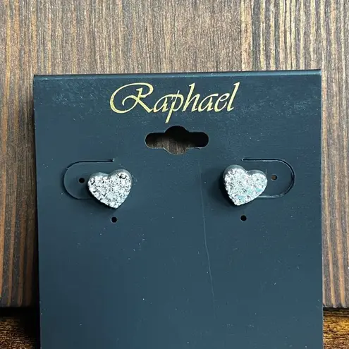 Pavé Heart Earrings NWT Raphael Silver