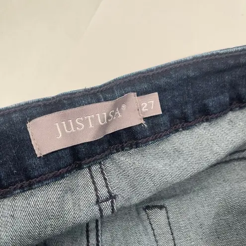 Just USA Jeans Size 27 Slim Bootcut Dark Denim NWT Frayed Hem Cotton Stretch