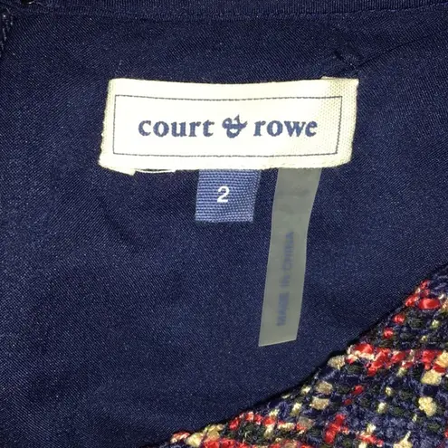 NWT Court and Rowe Tweed Plaid Short Sleeve Button Down Preppy Mini Dress Size 2