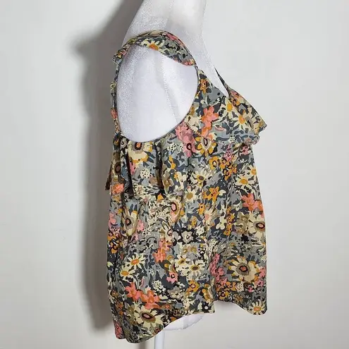 Bishop and Young Gray Floral Blouse with Ruffle Sleeves NWT Size Small Anthro Top