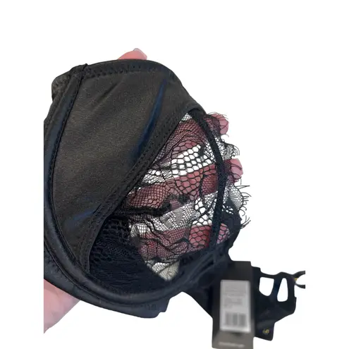 Oh La La Cheri Paris Sheer Lace Black Wired Balconette Bra Women's Size S NWT