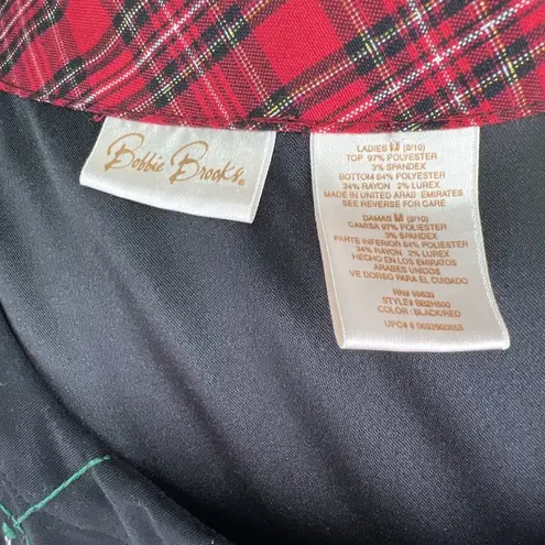 Vtg Bobbie Brooks M Jumper Dress Scottish Plaid Embroidered Modest Christmas Black Size M