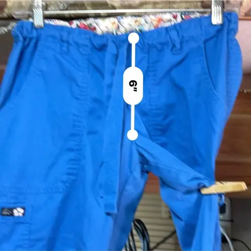 Koi XS Petite Cargo Scrub Pants for Women Blue