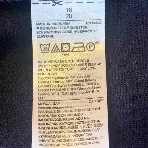 Gap  Dress 16 Navy Blue White Polka Dots Fit & Flare Short Cap Sleeve Flounce Hem