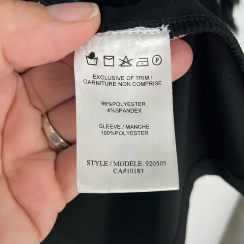 CARTISE Women's Black Floral Feather Sheer Sleeve V