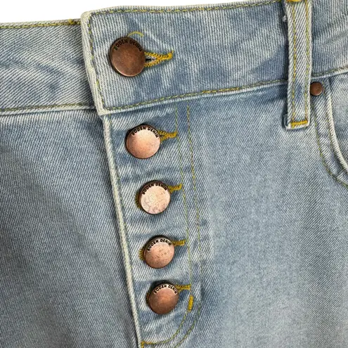 Boden Denim Cotton Light Wash Button Fly Straight Above Knee Jean Skirt Size 6 Blue