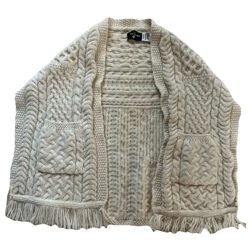 The Irish Store Cable Knit Cardigan Shawl 100% Merino Wool Ireland Made Pockets Size undefined