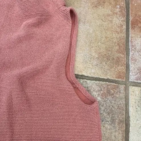 Free People  Peach Pink Textured Ribbed Knit Cotton Blend Isla Ottoman Tunic