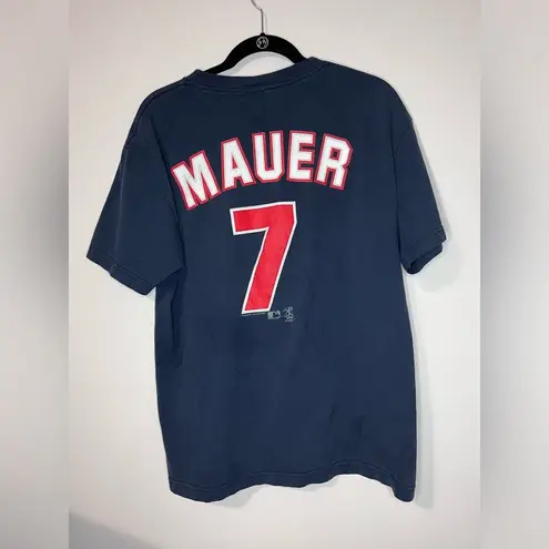 MN TWINS MLB Baseball Mauer #7 Vintage Tee Unisex Adult Sz L EUC Red Size L