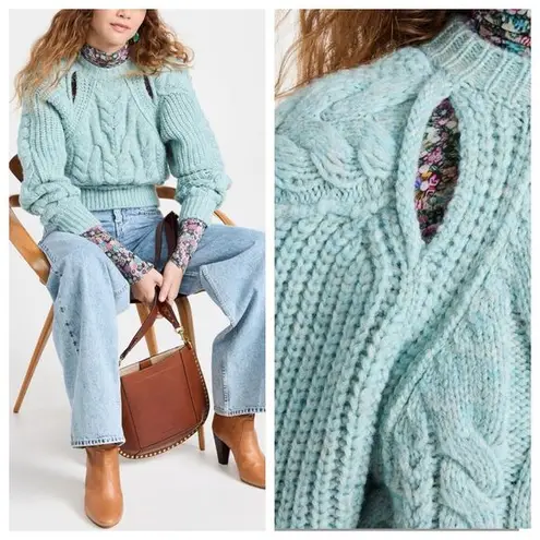 Isabel Marant Paloma Blue Chunky Cable Knit Sweater Size French 36 US 4 RARE