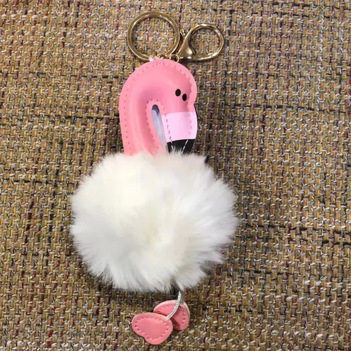Flamingo Pom Pom Hangtag Pocket Book Purse Bag Decoration Keychain