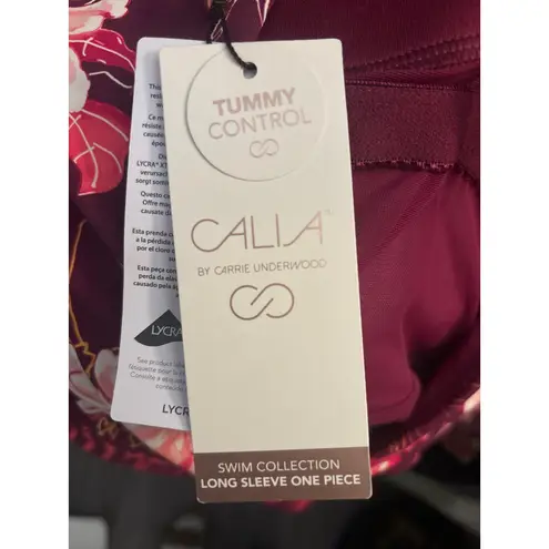 Calia Carrie Underwood One Piece Long Sleeve Swimsuit Tie Back Floral Purple 10