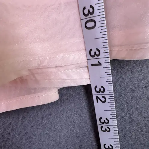 Anna Grace Dress Womens Large Pink Puff Sleeve Square Neck Sheer Overlay Party