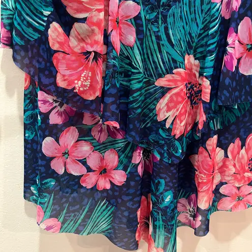 Floral Blue and Pink Women's Flounce 2 layered Hi