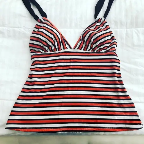 Anne cole  Signature Tankini Retro Stripe Top Black Orange Women's Size S