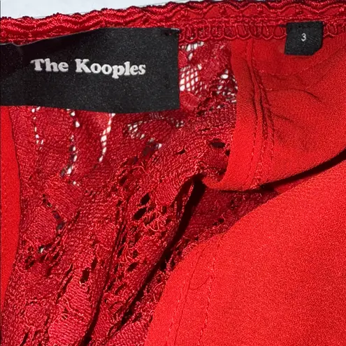 The Kooples | Red Open-Back Floral and Eyelash Lace Edged Dress Sz. Large