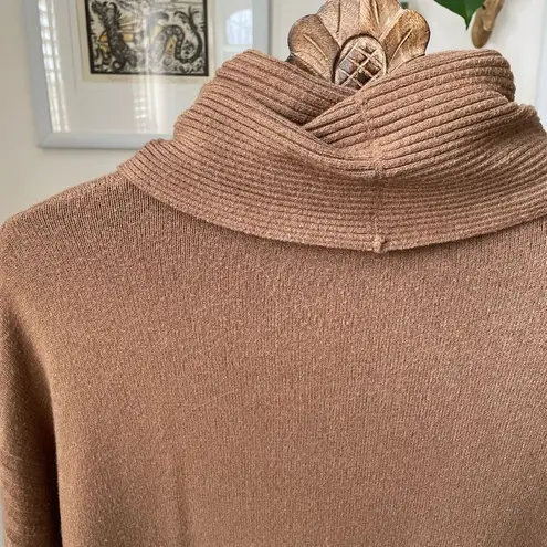 Lafayette 148 Cashmere Cowl Neck Sweater Tunic Caramel Pockets XS S M