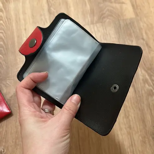 Leather Wallet and Card Holder Two Piece Set Red