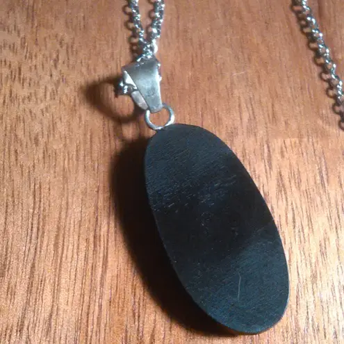 Floral Design Abalone Sterling Silver Pendant Stainless Steel Necklace