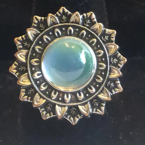 Vintage Style Silver Tone and Blue Boho Ring