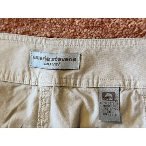 Valerie Stevens casual womens cotton pants khaki beige straight leg size 10