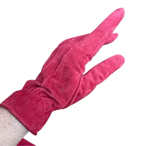 Vintage Red Suede Leather Winter Gloves | Soft Fleece Lining | Fits Large