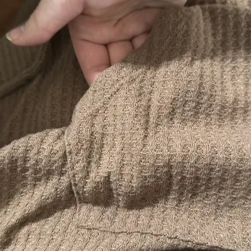 TALULAH Tan Relaxed Knit Thermal Waffle Hoodie Size S