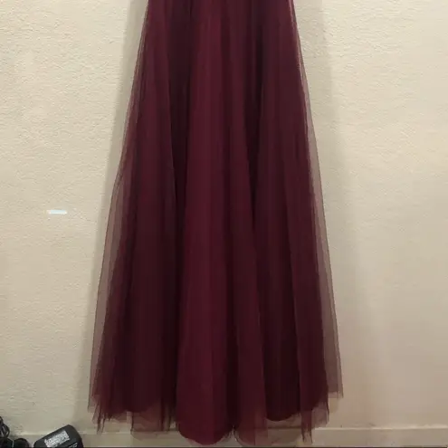 Hayley Paige Occasions NEW burgundy tulle bridesmaid dress - 5758