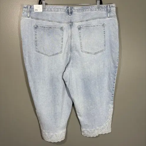 Lane Bryant  NWT Coquette Embroidered Boyfriend Capri Jeans - 26 - Women's Plus