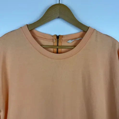 Soft Surroundings Sweatshirt Sz M Tunic Pockets Comfy Roll Tab Sleeve Peach