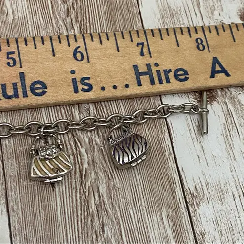 Sterling Silver Enamel Purse Charm Locket Bracelet