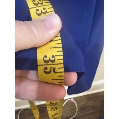 Clara Sun Woo Sheath Dress Royal Blue Jersey Stretch Open Sleeve Size Large Slit