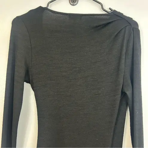 Wilfred Free Aritzia Black Long Sleeve Wrap Ruched Midi Dress Size Small