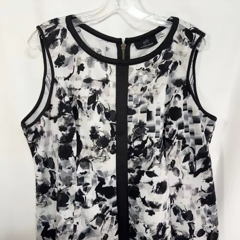 Seth Aaron Plus Size 20W Dress Sleeveless A Line Floral Scuba White Black 814