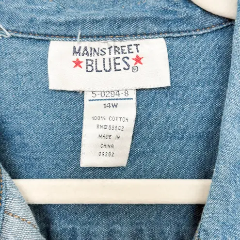 VTG 90s Mainstreet Blues Womens Denim Dress Size 14W Blue Midi Western Americana