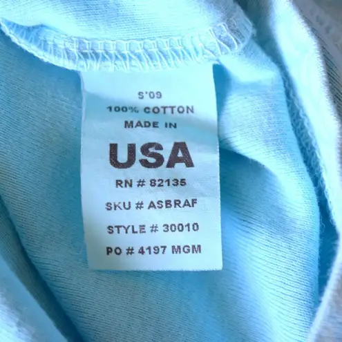 Fresh Produce NWT ABSTRACT FLOWER BABY RIB, CLEAR WATER AQUA TOP, SIZE MEDIUM