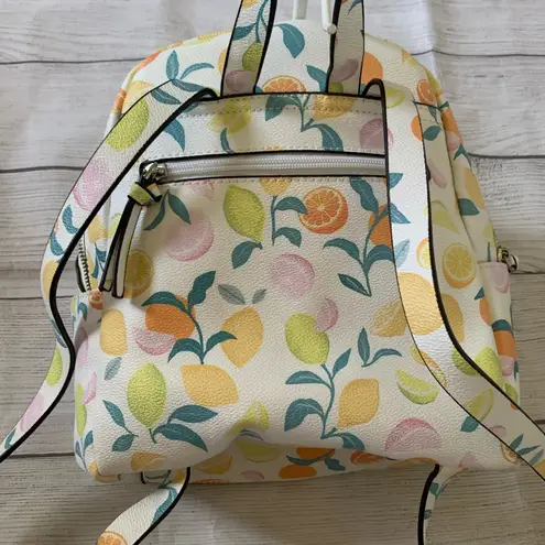 Vibrant Citrus Pattern Women's Faux Leather Backpack from Parfois (Euro brand) Orange