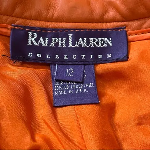 Ralph Lauren Purple Label Vintage 12 Bright Orange Leather High Rise Jeans Pants