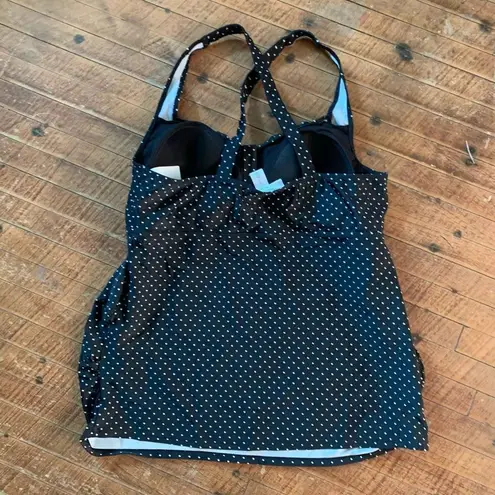 Motherhood Maternity black & white polka dot ruched side L tankini top Size undefined