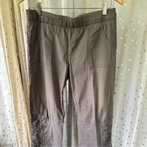 XCVI Women's Poplin Side Ruched Wide Leg Crop Pull On Pants M Discontinued